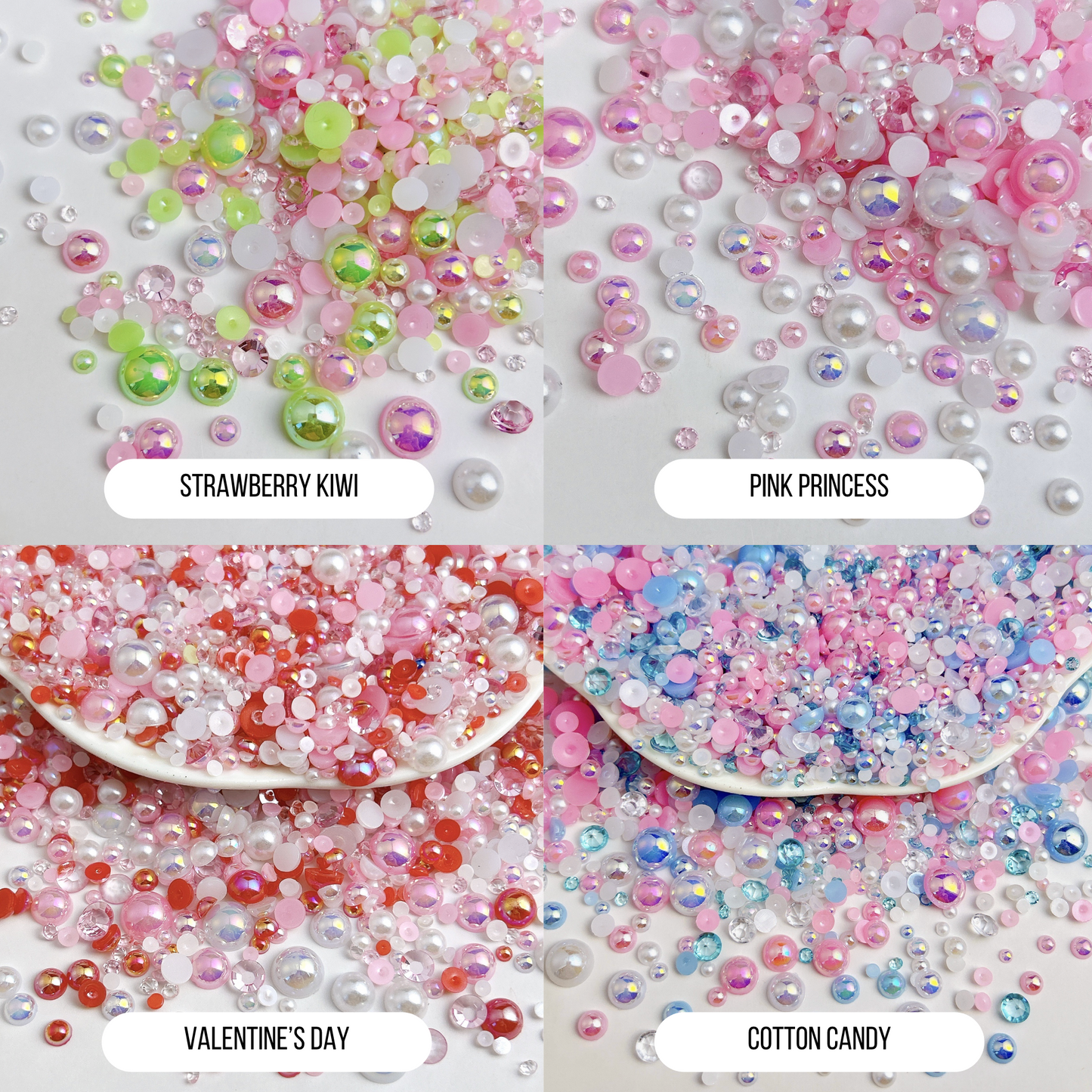 ABS Rhinestone Mixes, 3-10MM Rhinestones, 100g Bags (Multiple Colors)