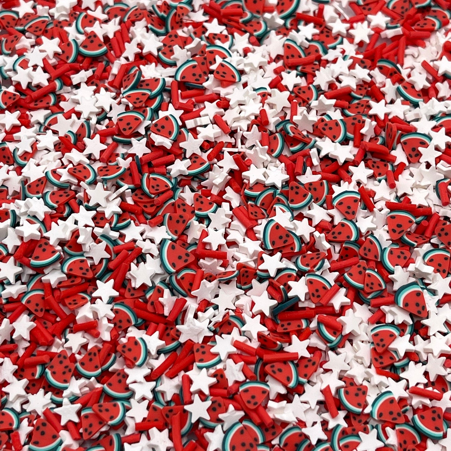 FAKE Red Watermelon Fruit Star Polymer Clay Sprinkle Mix (NOT EDIBLE) D10-30