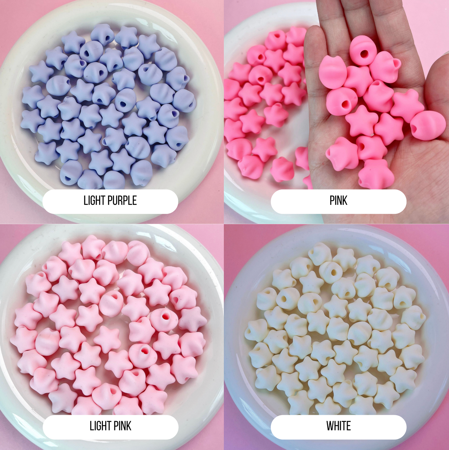 Chunky 14MM Pastel Macaron Puffy Candy Star Acrylic Spacer Beads