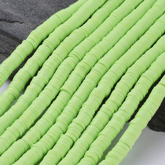 8MM Light Green Polymer Clay Heishi Bead Strands (380-400pcs per strand)