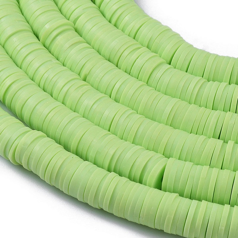 8MM Light Green Polymer Clay Heishi Bead Strands (380-400pcs per strand)