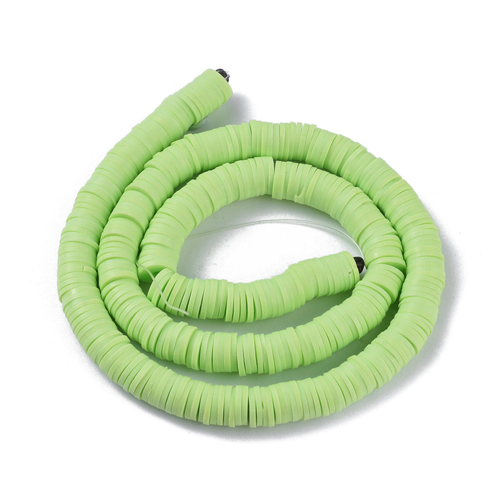 8MM Light Green Polymer Clay Heishi Bead Strands (380-400pcs per strand)