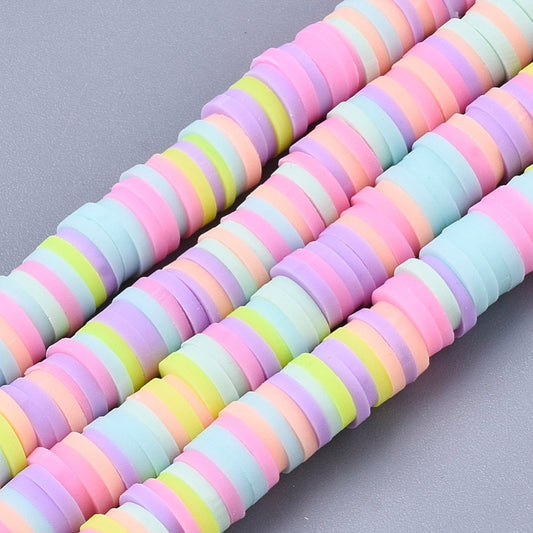 6MM Pastel Rainbow Polymer Clay Heishi Bead Strands (290pcs per strand)