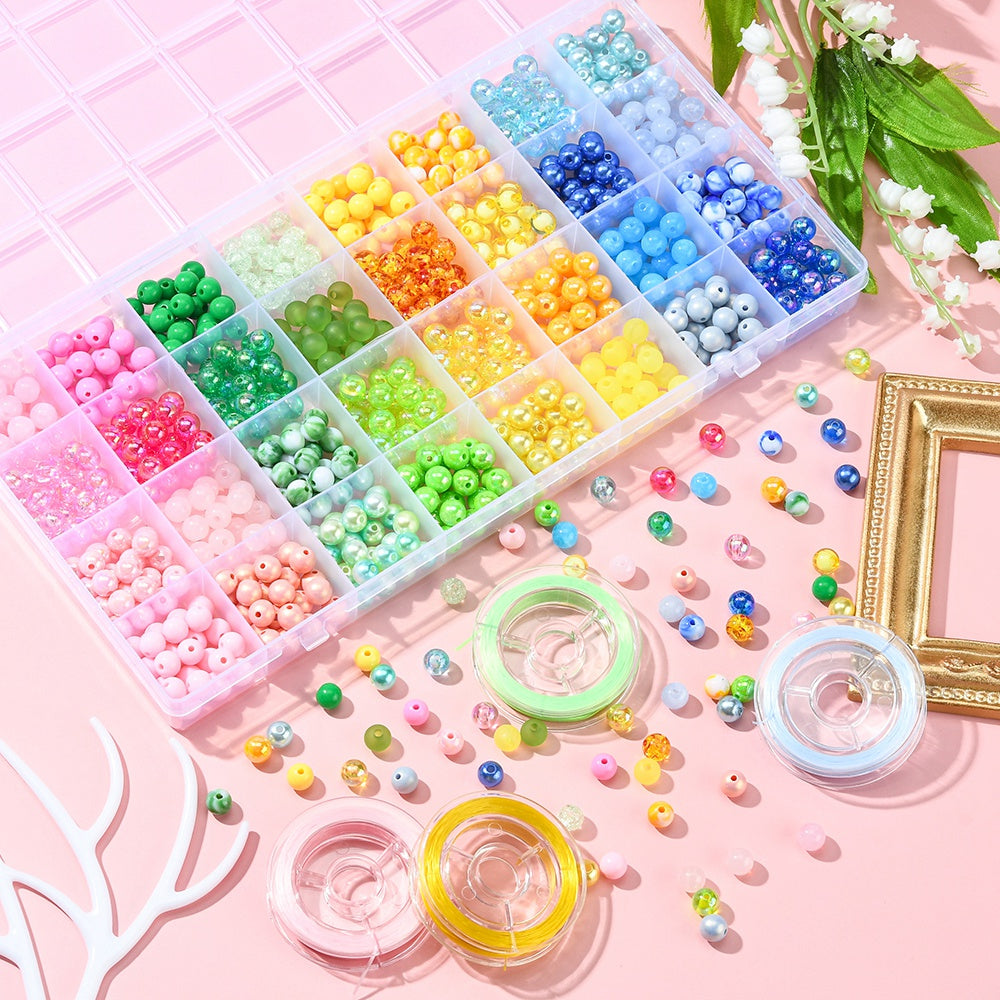8MM ABS Acrylic Bead Kit with Crystal String (800 beads)