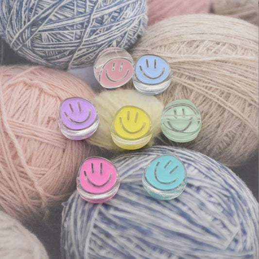 Chunky Cute Lopsided Happy Face Acrylic Bead (21mm x 23mm)