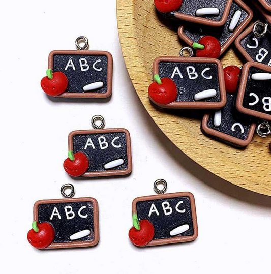 1.9cm x 1.8cm ABC Chalkboard, School Themed Charms