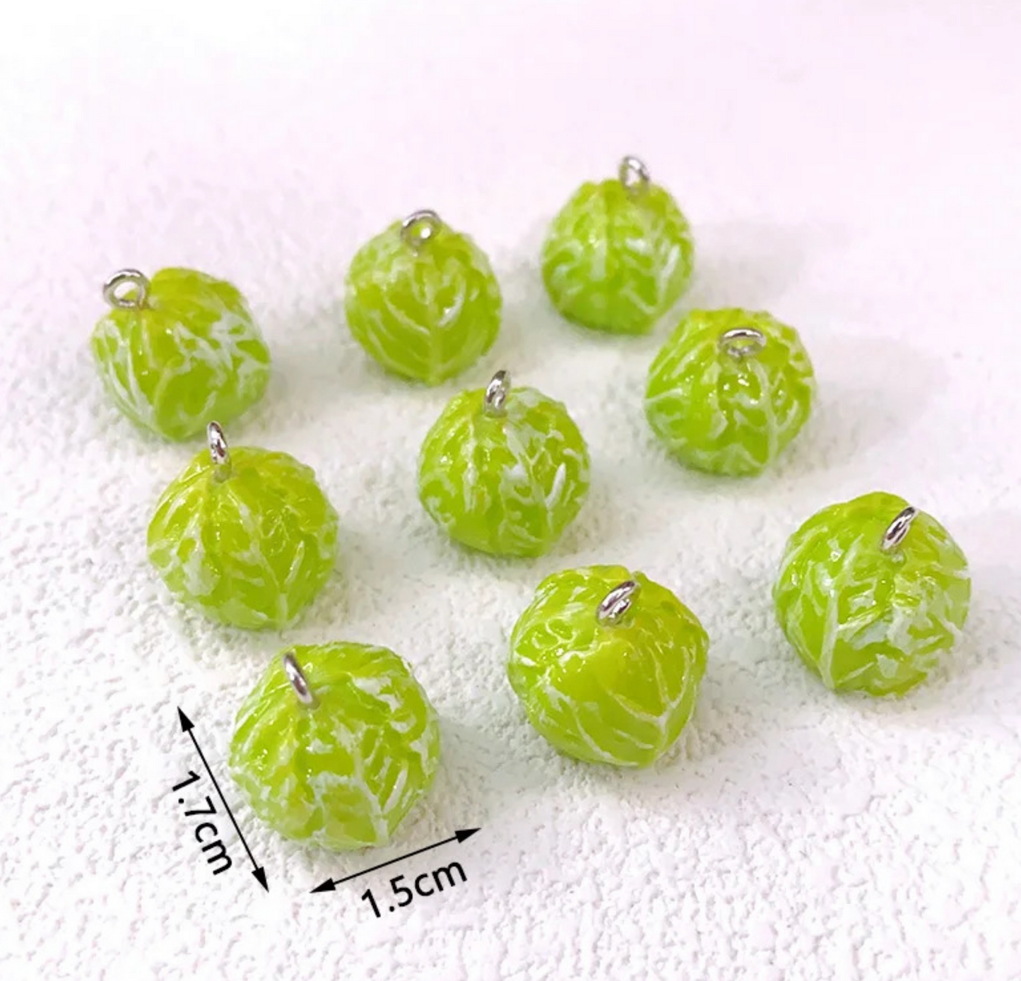 1.7cm x 1.5cm Green Cabbage, Food Themed Charms
