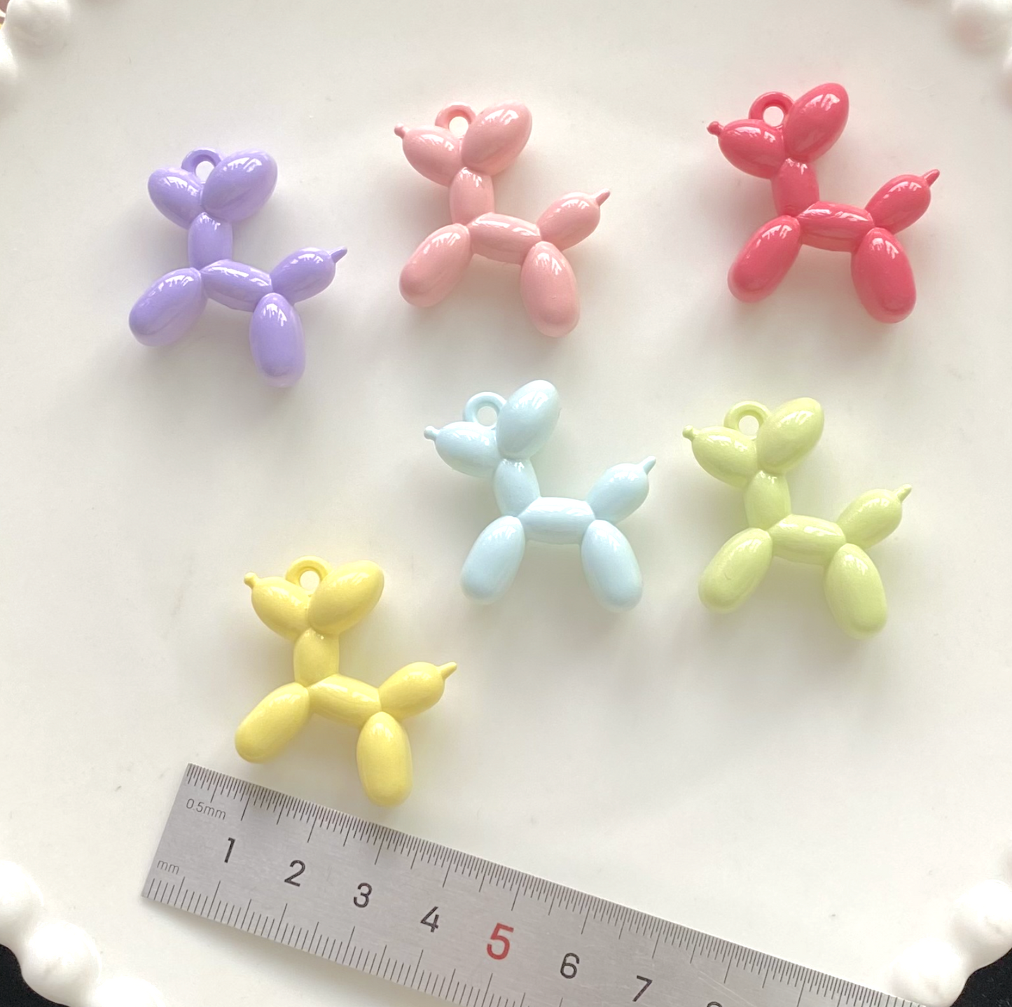 3CM Cute Pastel Puffy Balloon Dog Resin Charm