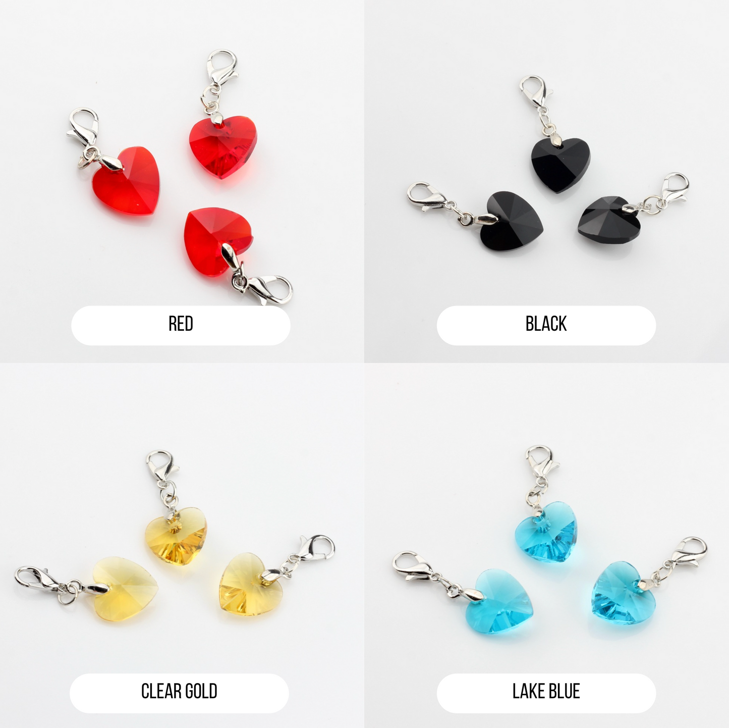 33MM x 14MM Crystal Heart with Lobster Clasp Charm