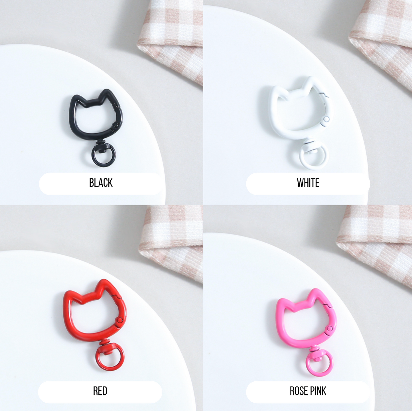 Pastel Spray Painted Metal Cat Head Shaped Key Rings (Color Choices Available)