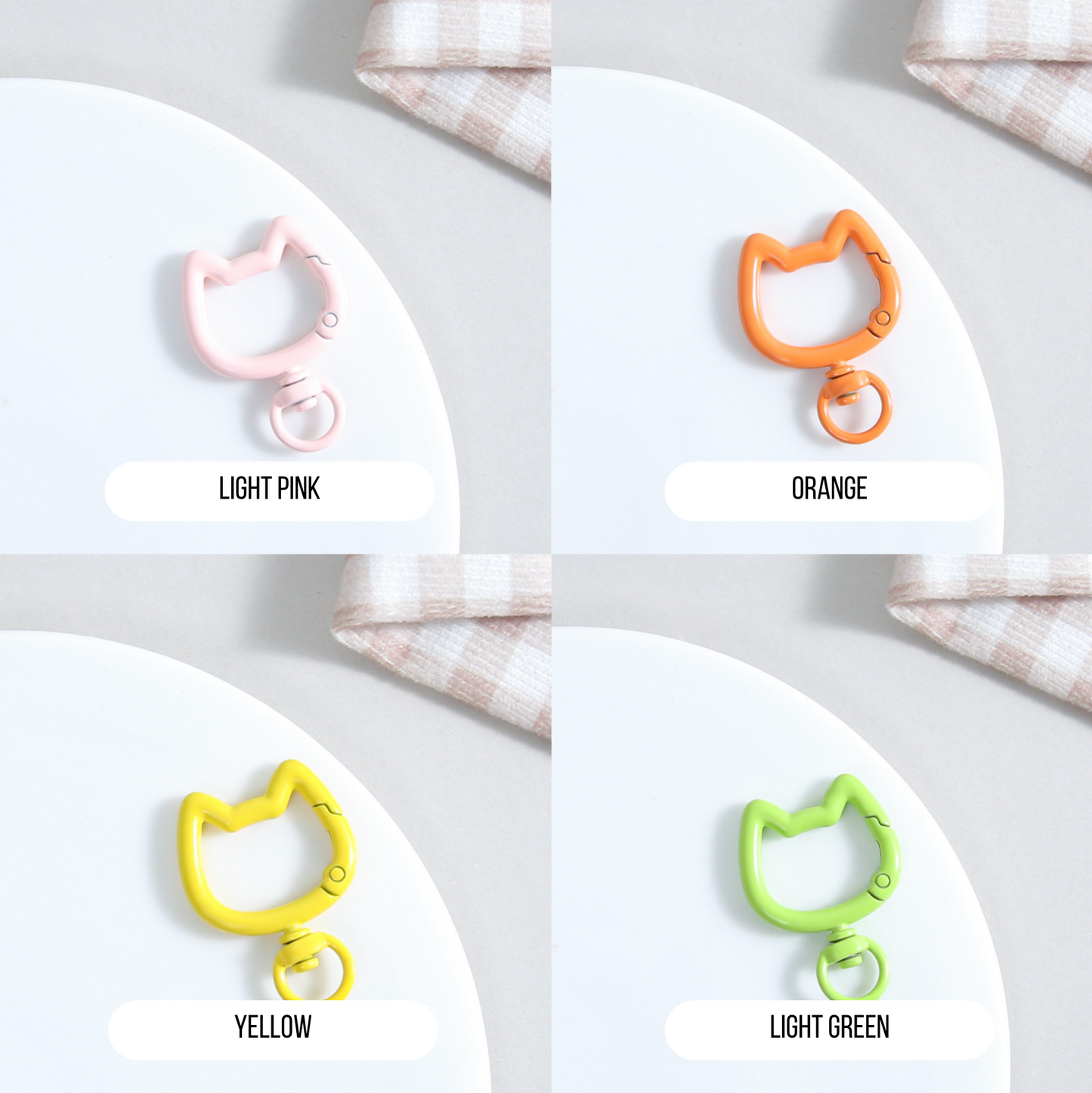 Pastel Spray Painted Metal Cat Head Shaped Key Rings (Color Choices Available)