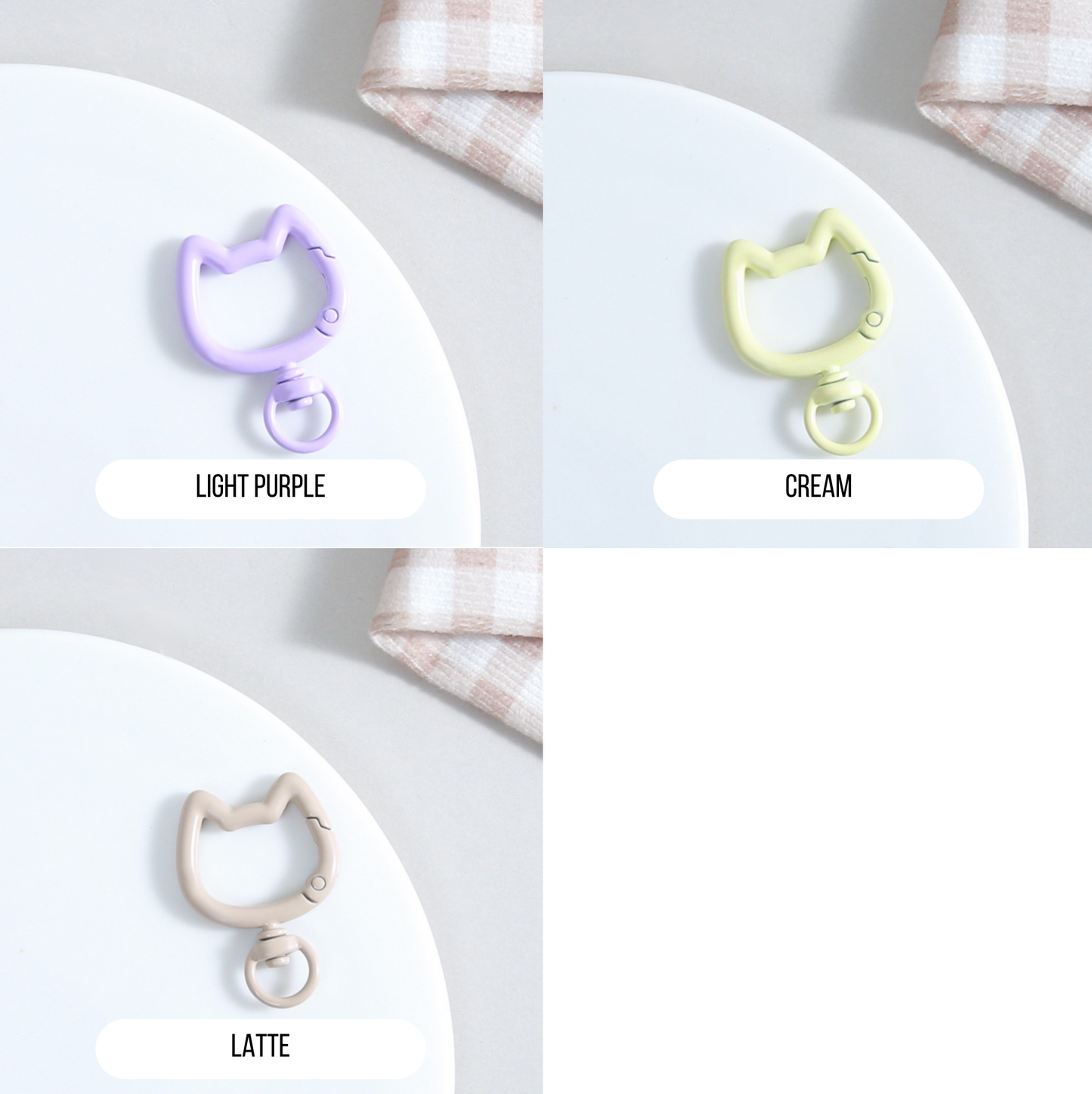 Pastel Spray Painted Metal Cat Head Shaped Key Rings (Color Choices Available)