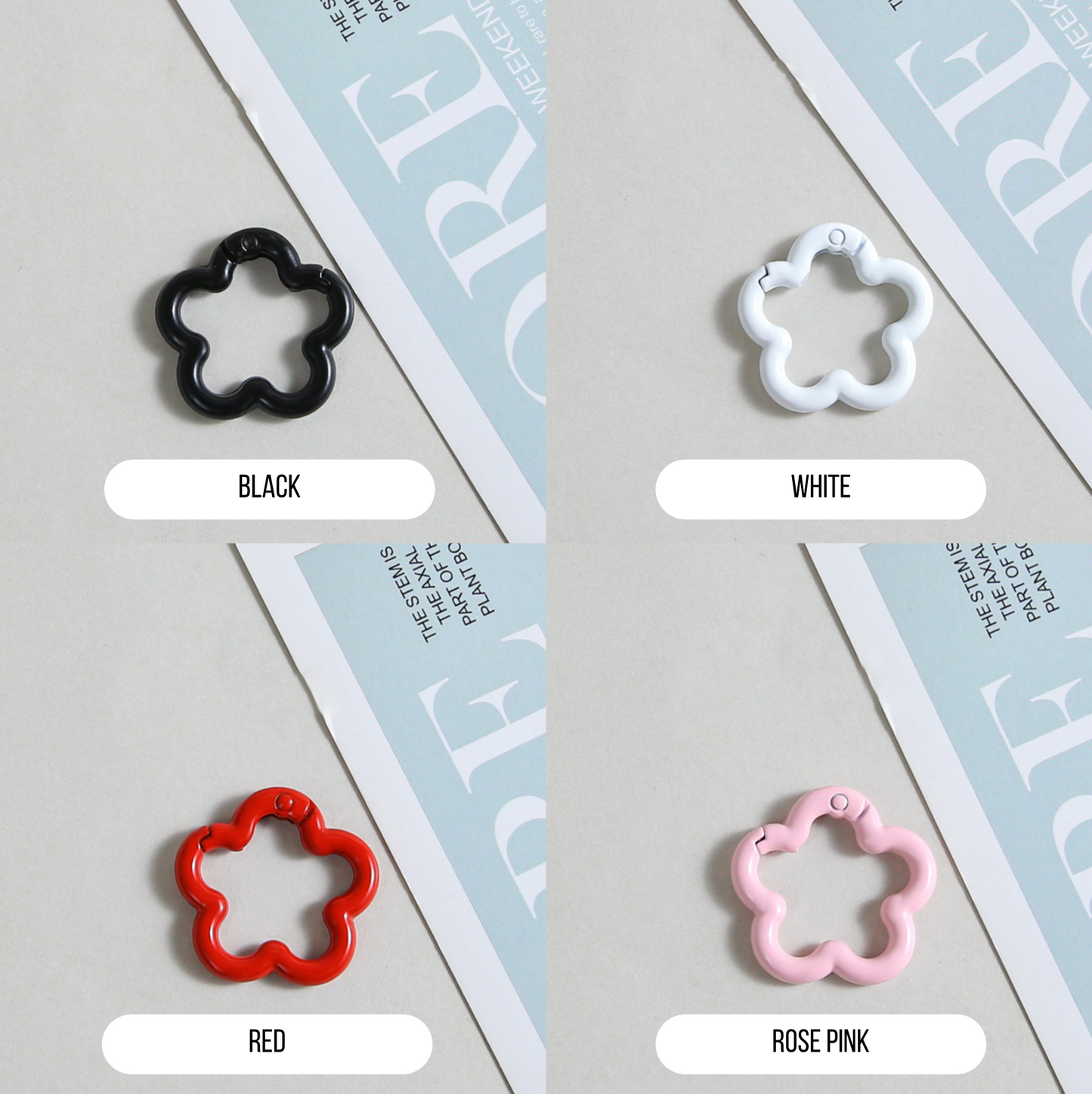 Pastel Metal Flower Shaped Key Rings (Color Choices)