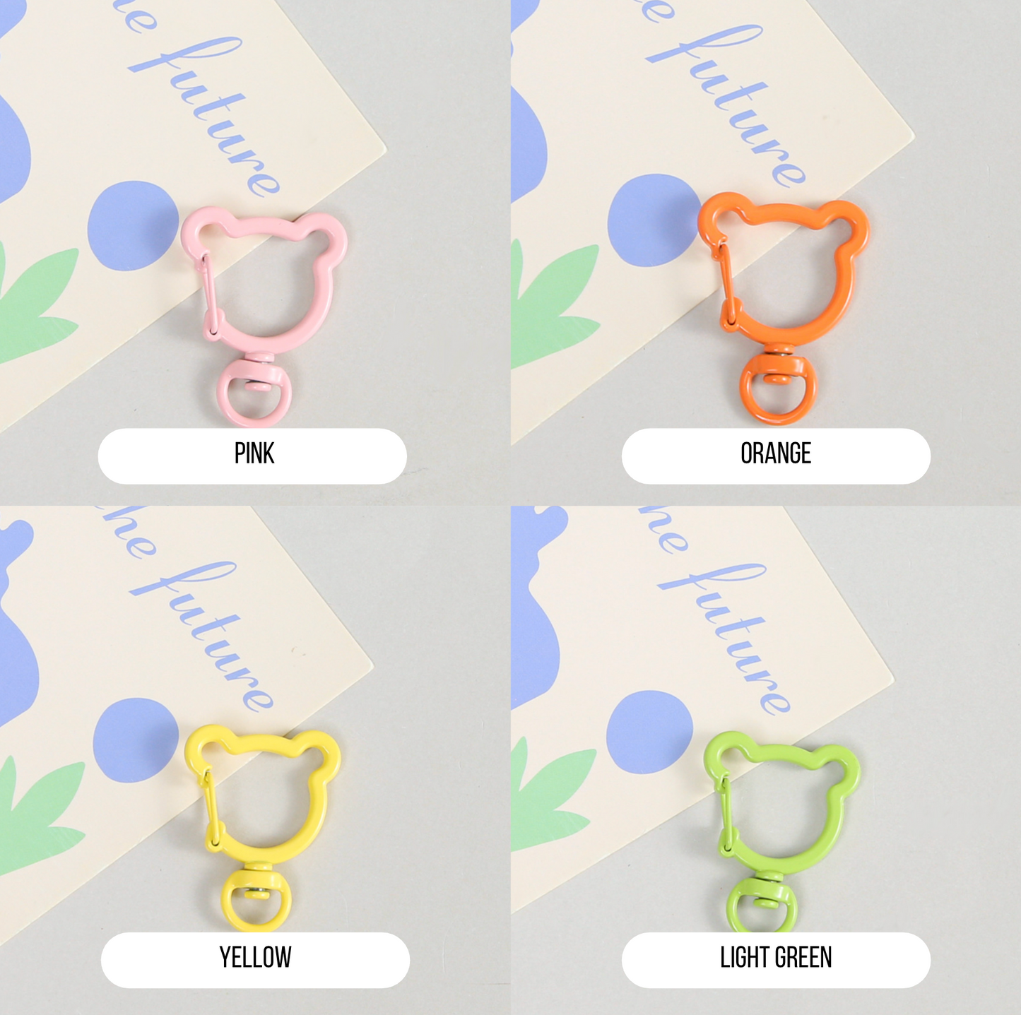 Pastel Metal Bear Head Version 2 Key Rings (Color Choices)