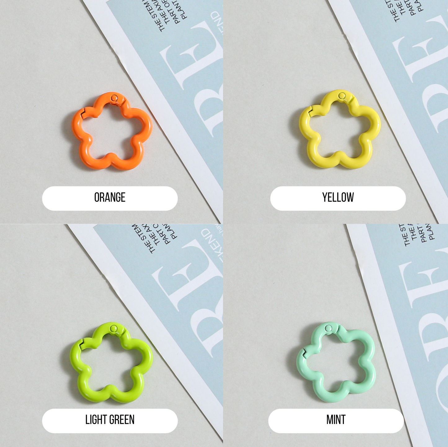 Pastel Metal Flower Shaped Key Rings (Color Choices)