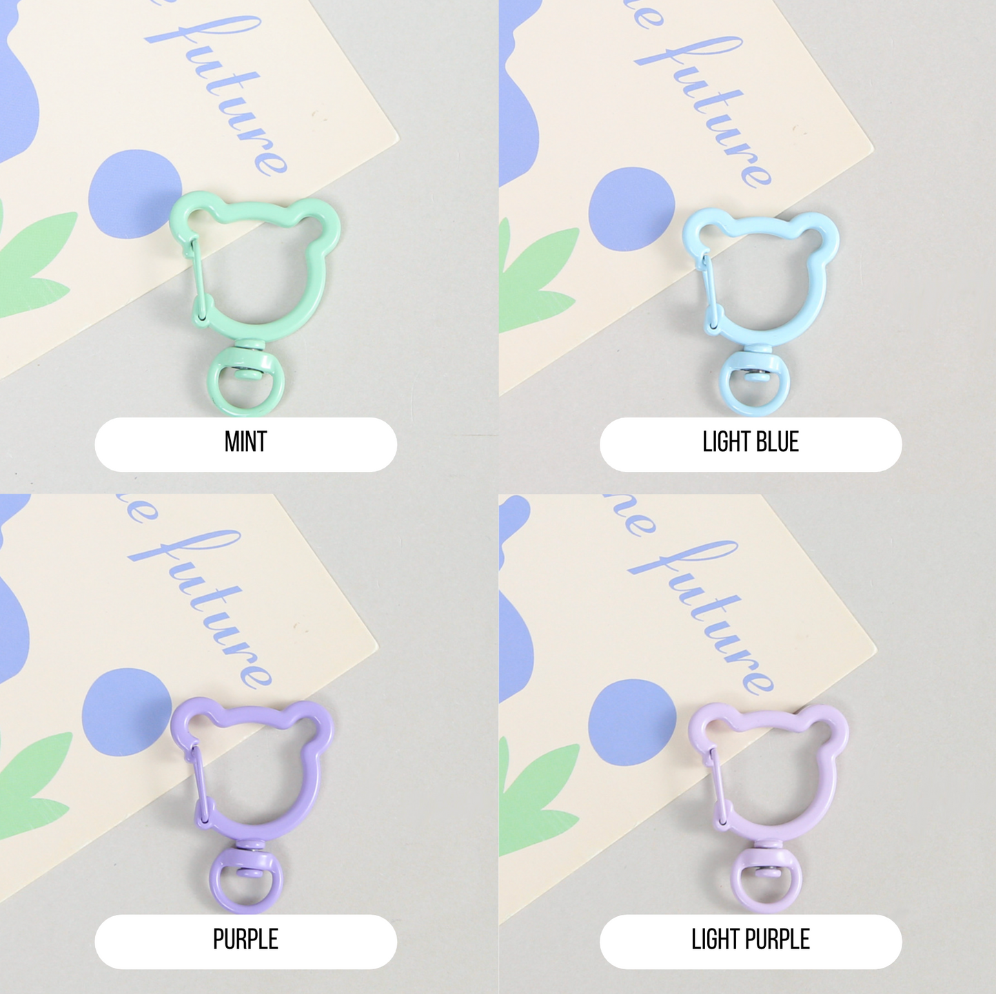 Pastel Metal Bear Head Version 2 Key Rings (Color Choices)