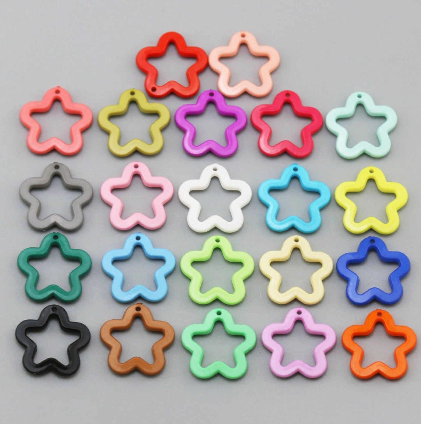 30MM Opaque Acrylic Star Cut Out Pendant Charm (Mixed Colors)