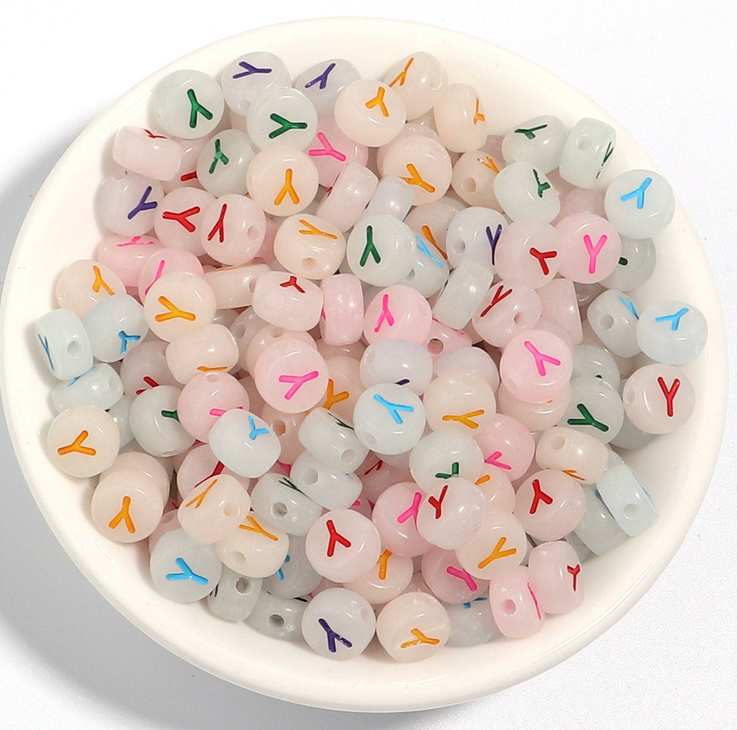 Glow-in-Dark MIXED COLOR Letter A-Z Individual Alphabet Beads (7MM)