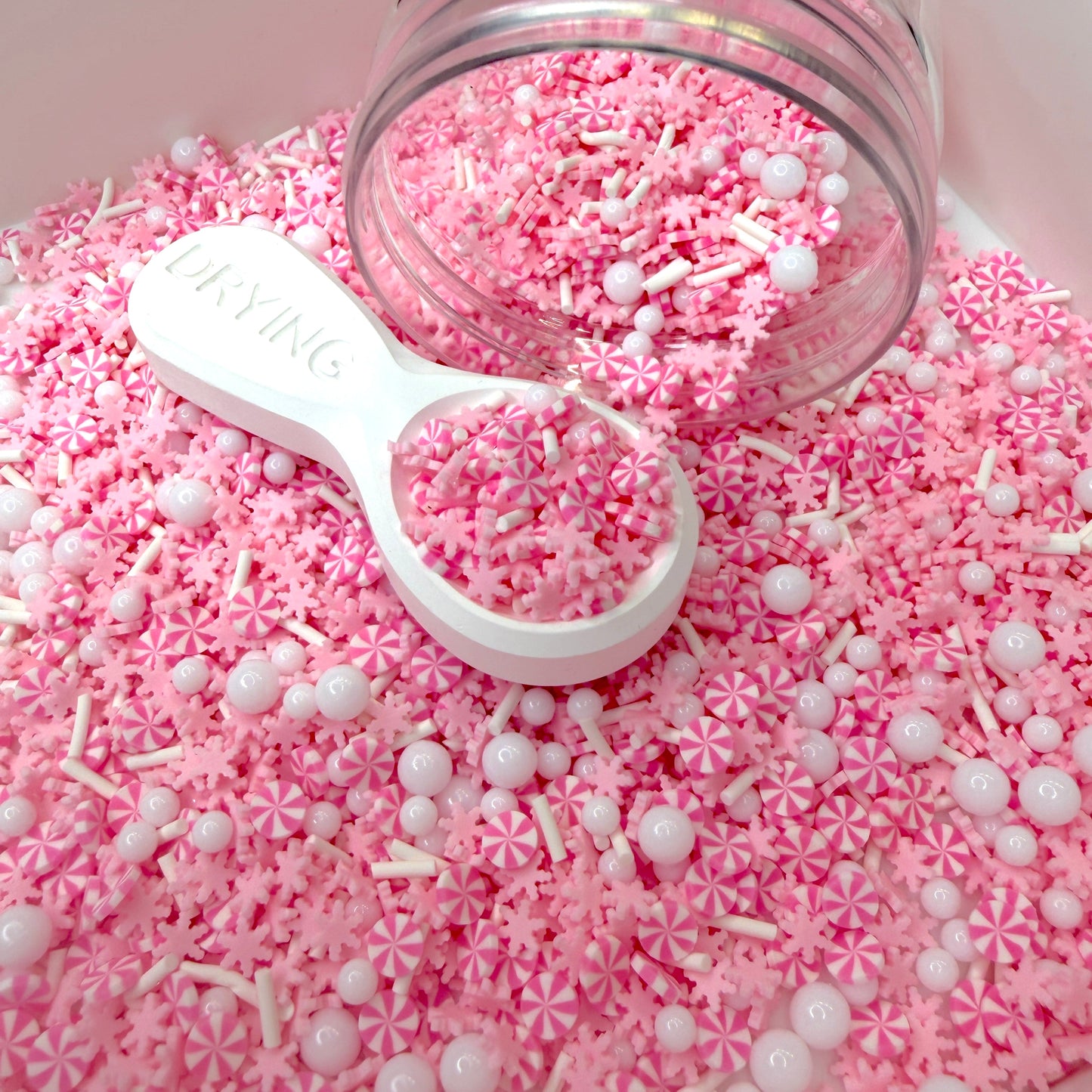 FAKE Pink Winter Party Polymer Clay Sprinkle (NOT EDIBLE) D40-10