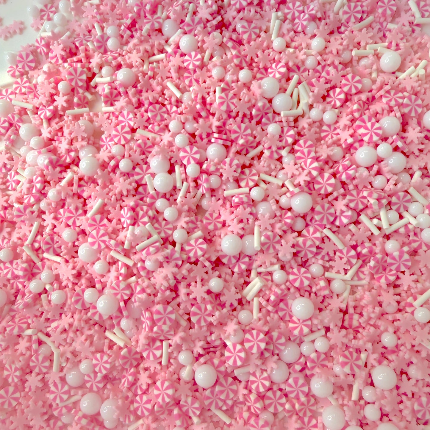 FAKE Pink Winter Party Polymer Clay Sprinkle (NOT EDIBLE) D40-10
