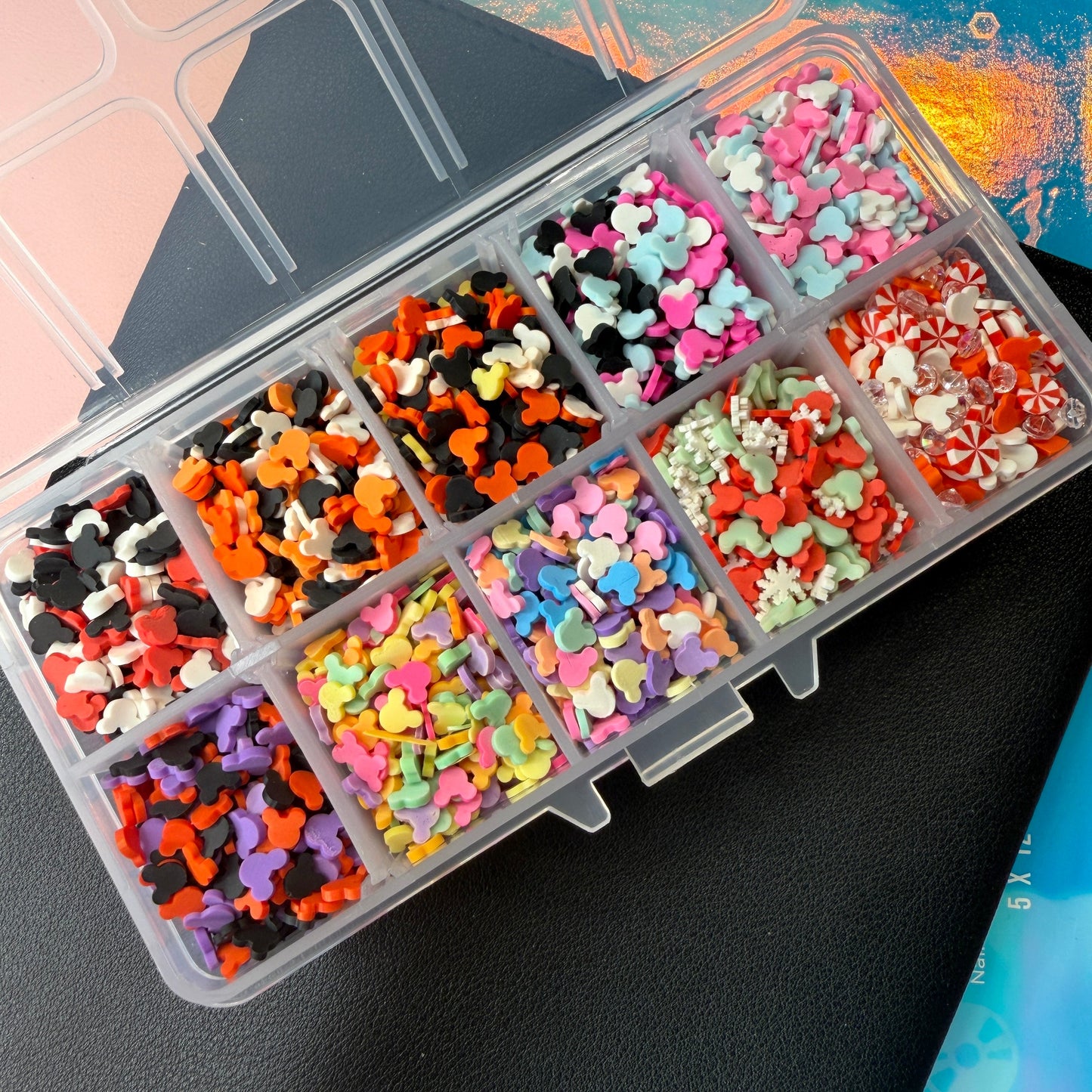 FAKE Mouse Party Mix Themed Polymer Clay Sprinkle Set/Box