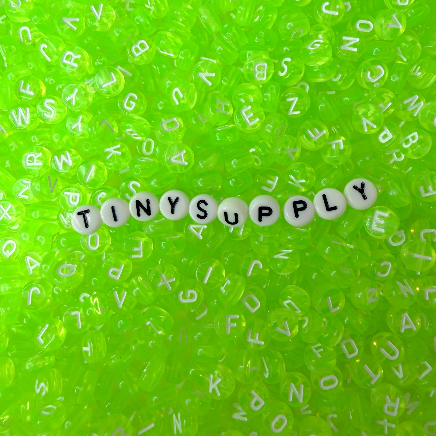 Translucent GREEN, White Letter A-Z Alphabet Individual Beads (7MM)