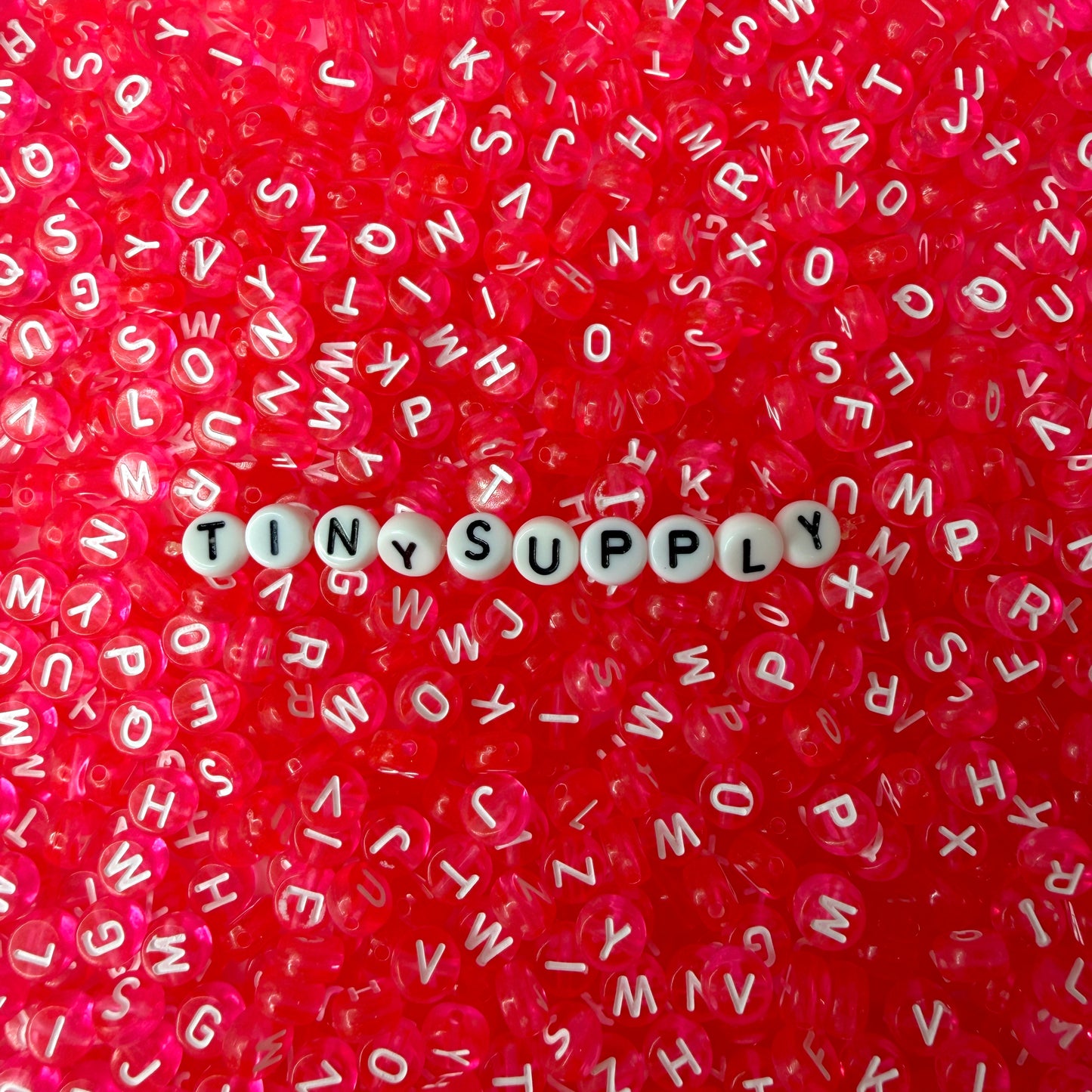 Translucent ROSE PINK, White Letter A-Z Alphabet Individual Beads (7MM)