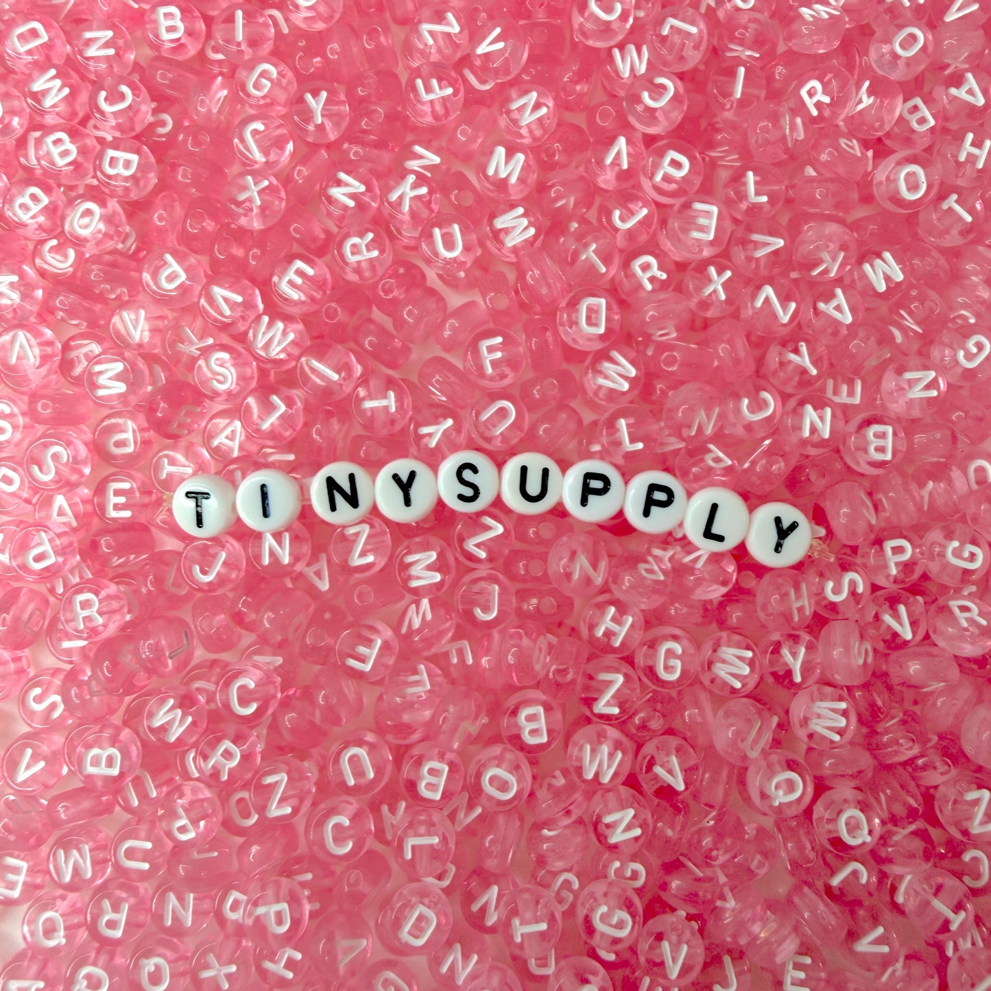 Translucent LIGHT PINK, White Letter A-Z Alphabet Individual Beads (7MM)