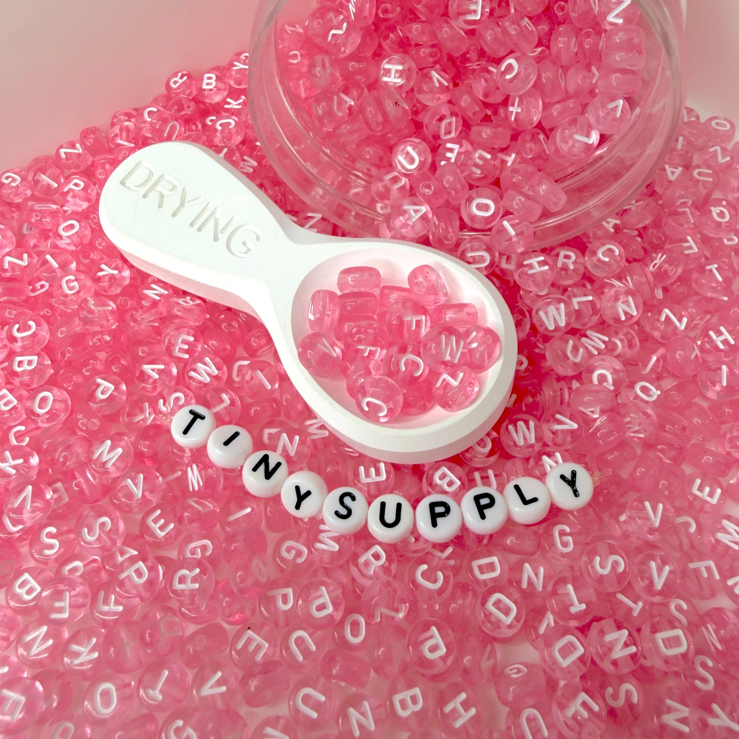 Translucent LIGHT PINK, White Letter A-Z Alphabet Individual Beads (7MM)