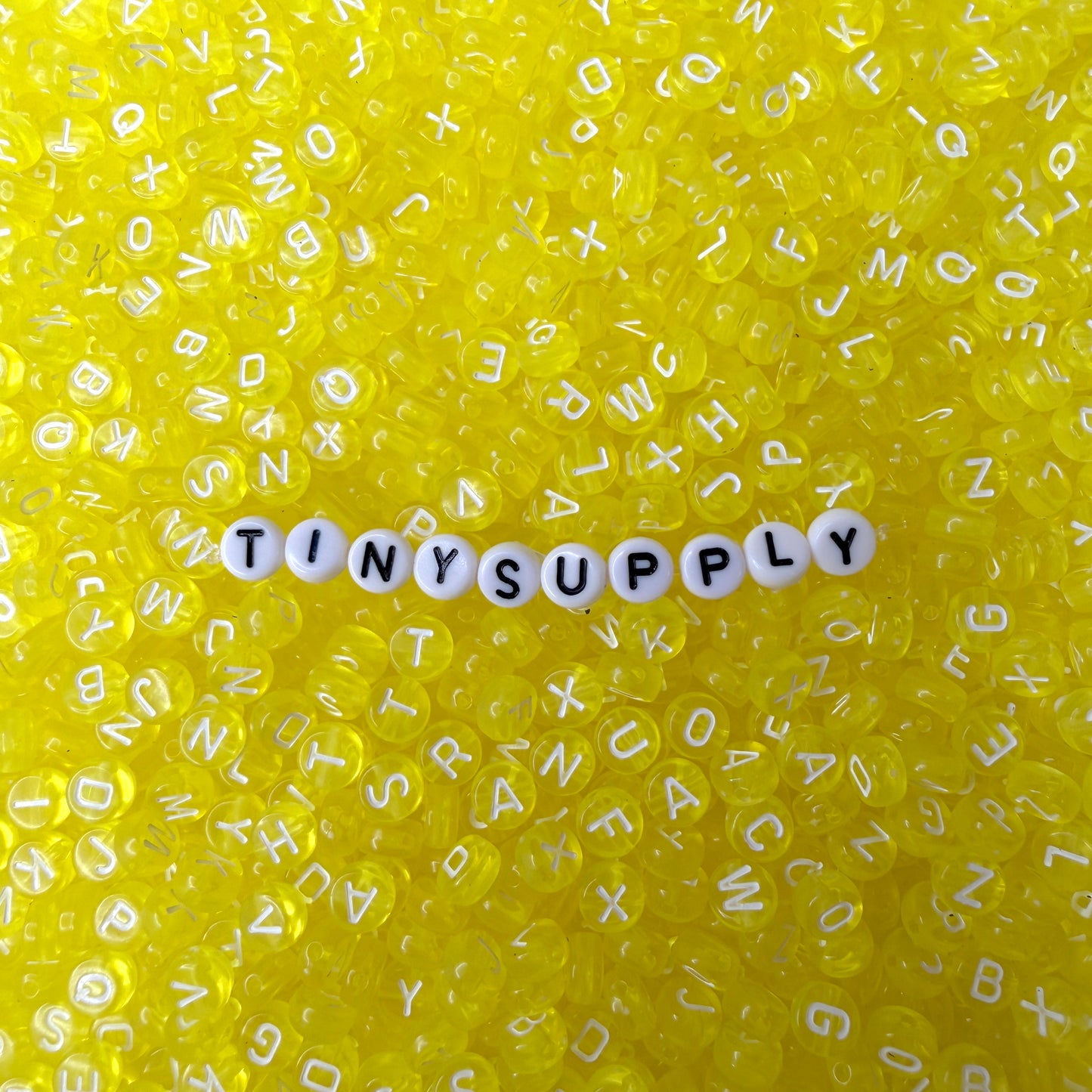 Translucent YELLOW, White Letter A-Z Alphabet Individual Beads (7MM)