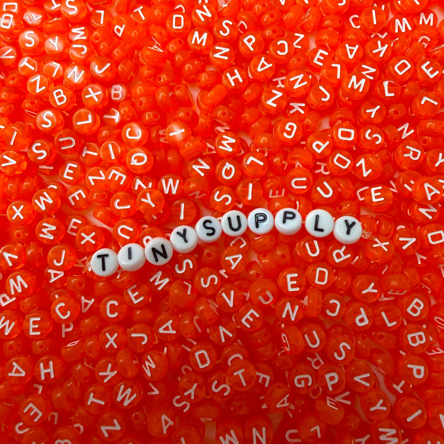 Translucent ORANGE, White Letter A-Z Alphabet Individual Beads (7MM)