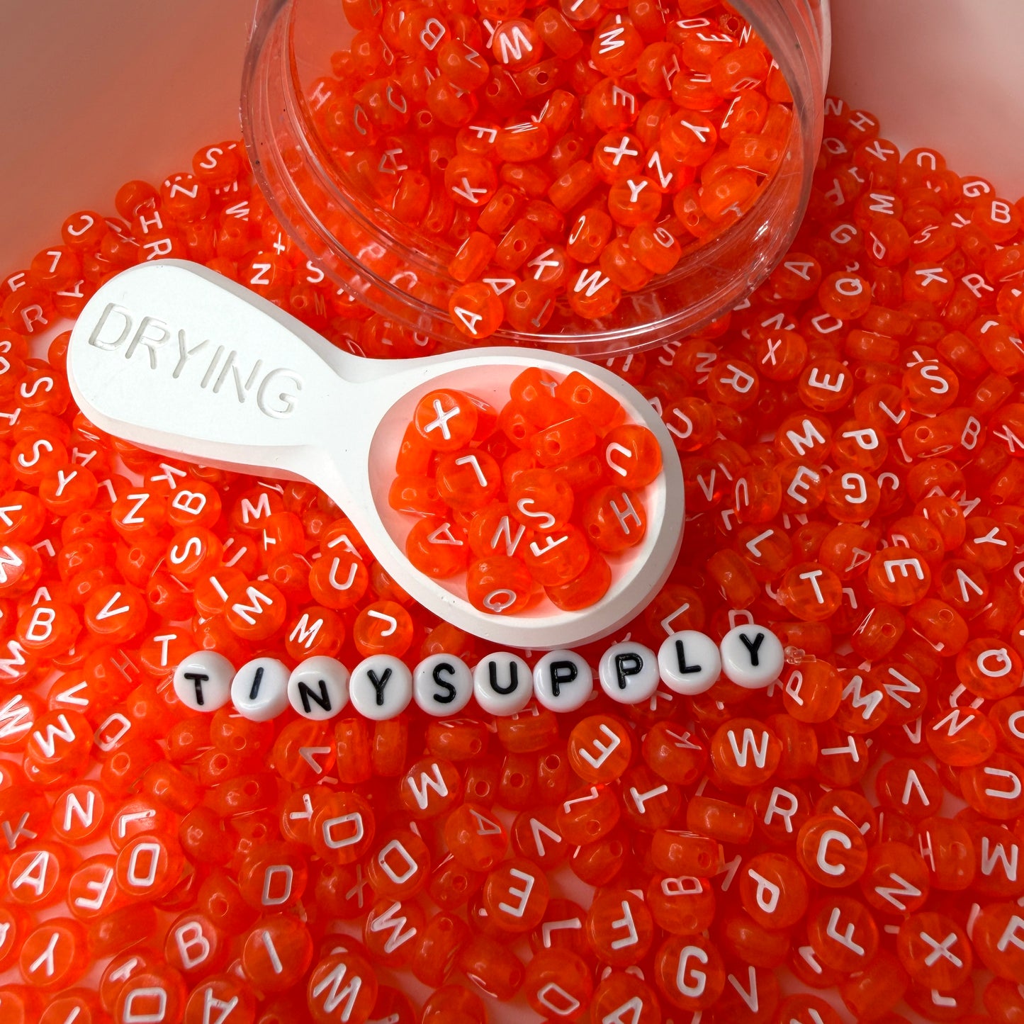 Translucent ORANGE, White Letter A-Z Alphabet Individual Beads (7MM)