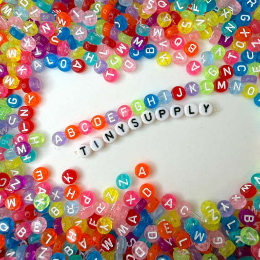 Translucent MIXED, White Letter A-Z Alphabet Individual Beads (7MM)