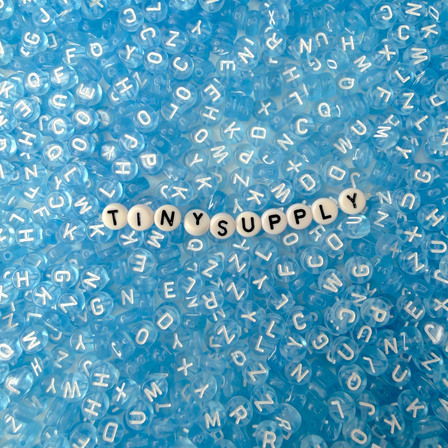 Translucent LIGHT BLUE, White Letter A-Z Alphabet Individual Beads (7MM)