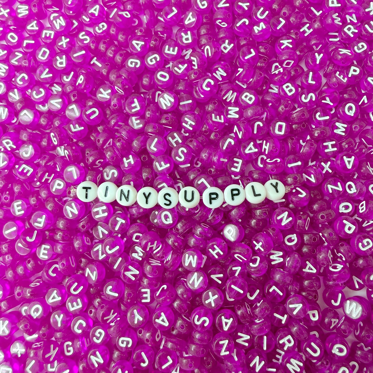 Translucent DARK FUCHSIA White Letter A-Z Alphabet Individual Beads (7MM)