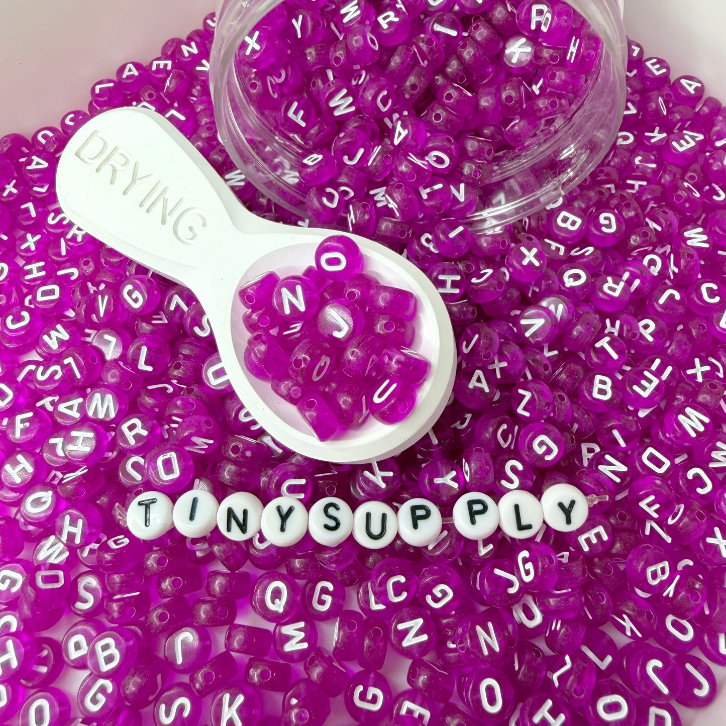 Translucent DARK FUCHSIA White Letter A-Z Alphabet Individual Beads (7MM)