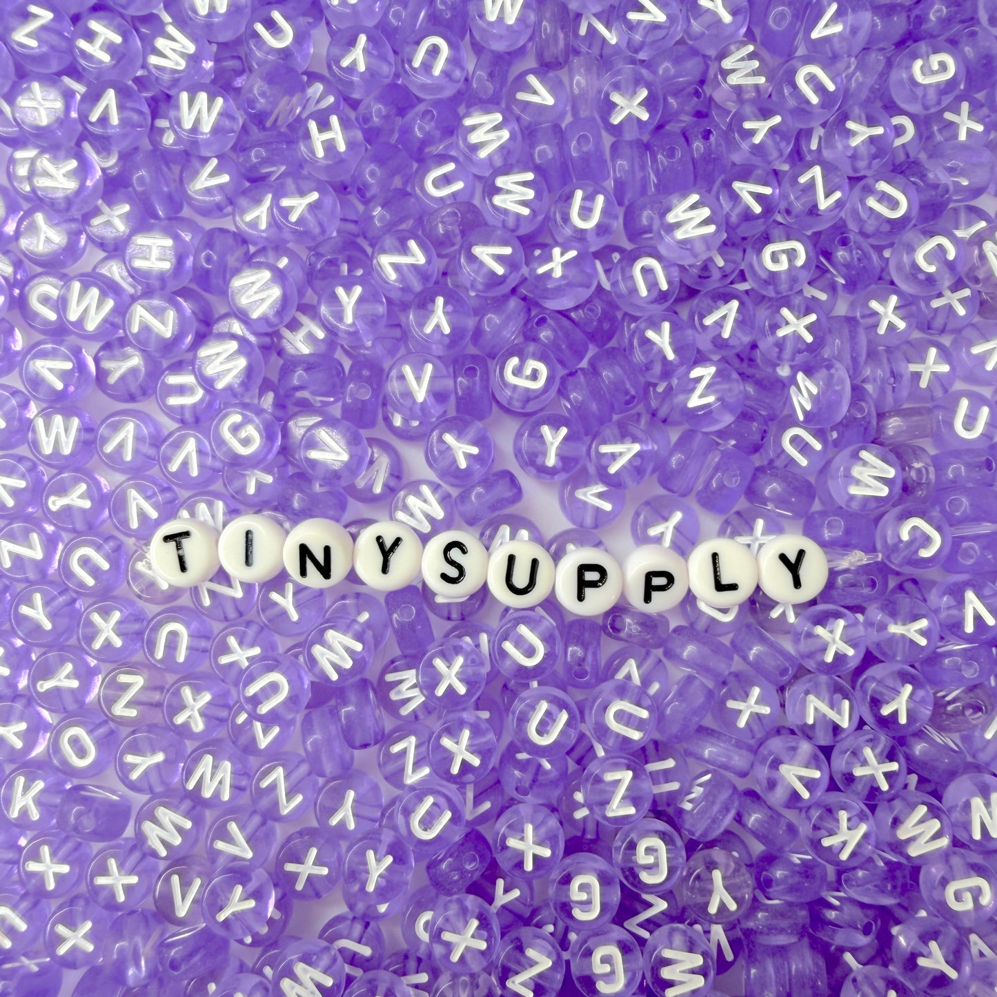 Translucent LIGHT PURPLE, White Letter A-Z Alphabet Individual Beads (7MM)