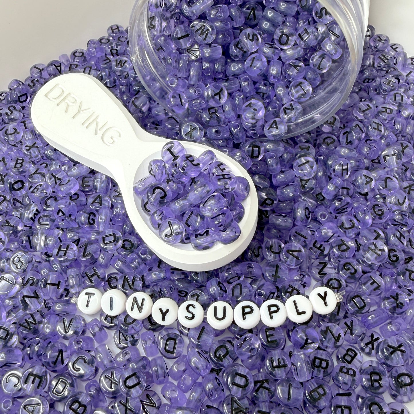 Translucent PURPLE, Black Letter A-Z Alphabet Individual Beads (7MM)
