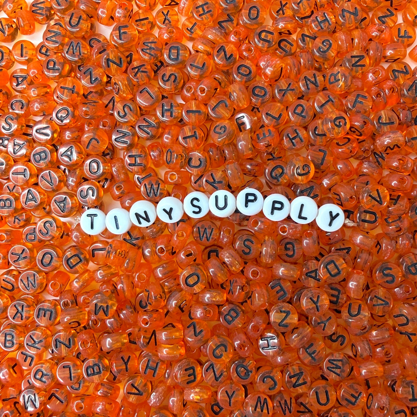 Translucent ORANGE, Black Letter A-Z Alphabet Individual Beads (7MM)