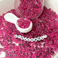 Translucent ROSE PINK, Black Letter A-Z Alphabet Individual Beads (7MM)