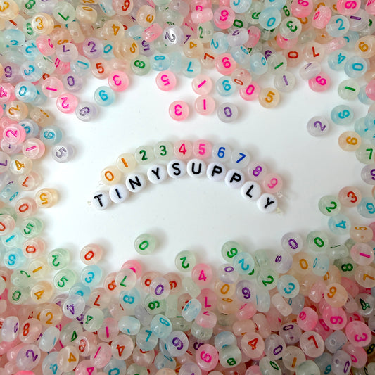 Glow-in-the-Dark Mixed Color 0-9 Individual Number Acrylic Beads (7MM)