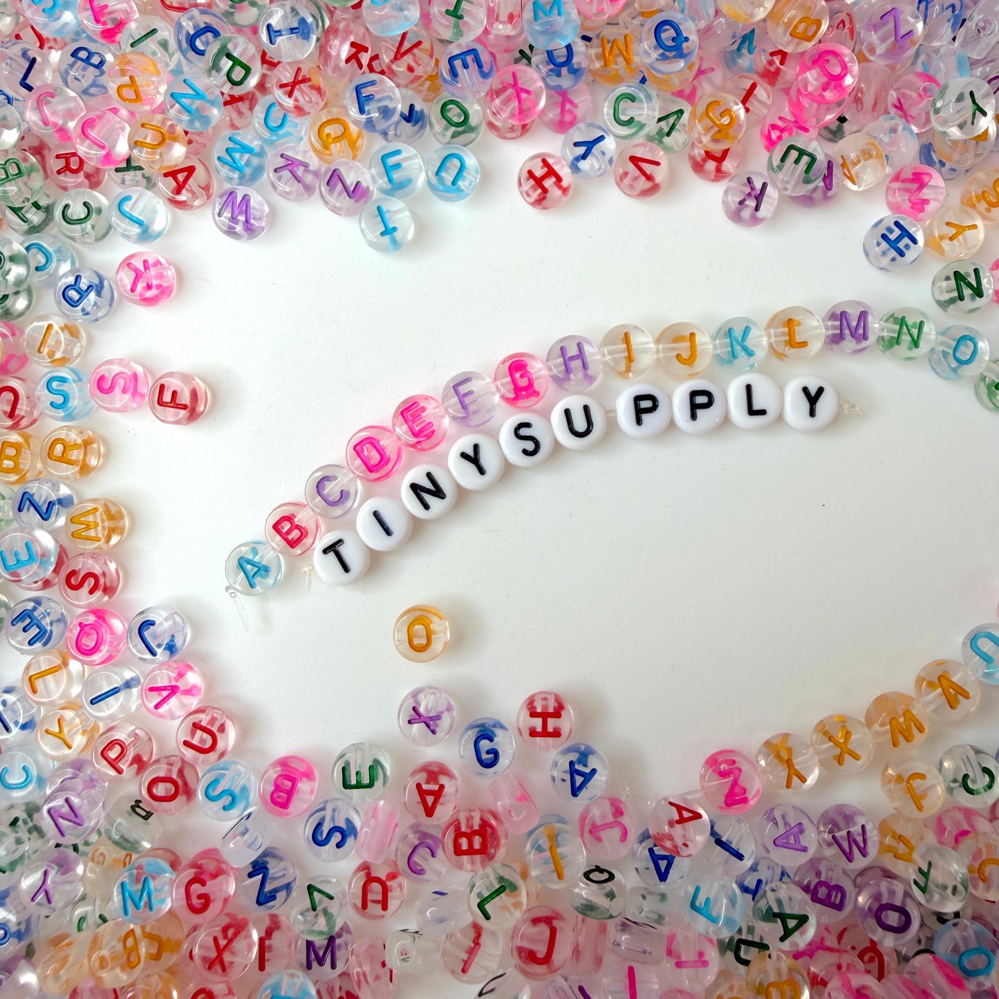 A-Z Alphabet Beads, Transparent Beads with Random Mixed Color Letters (7MM)