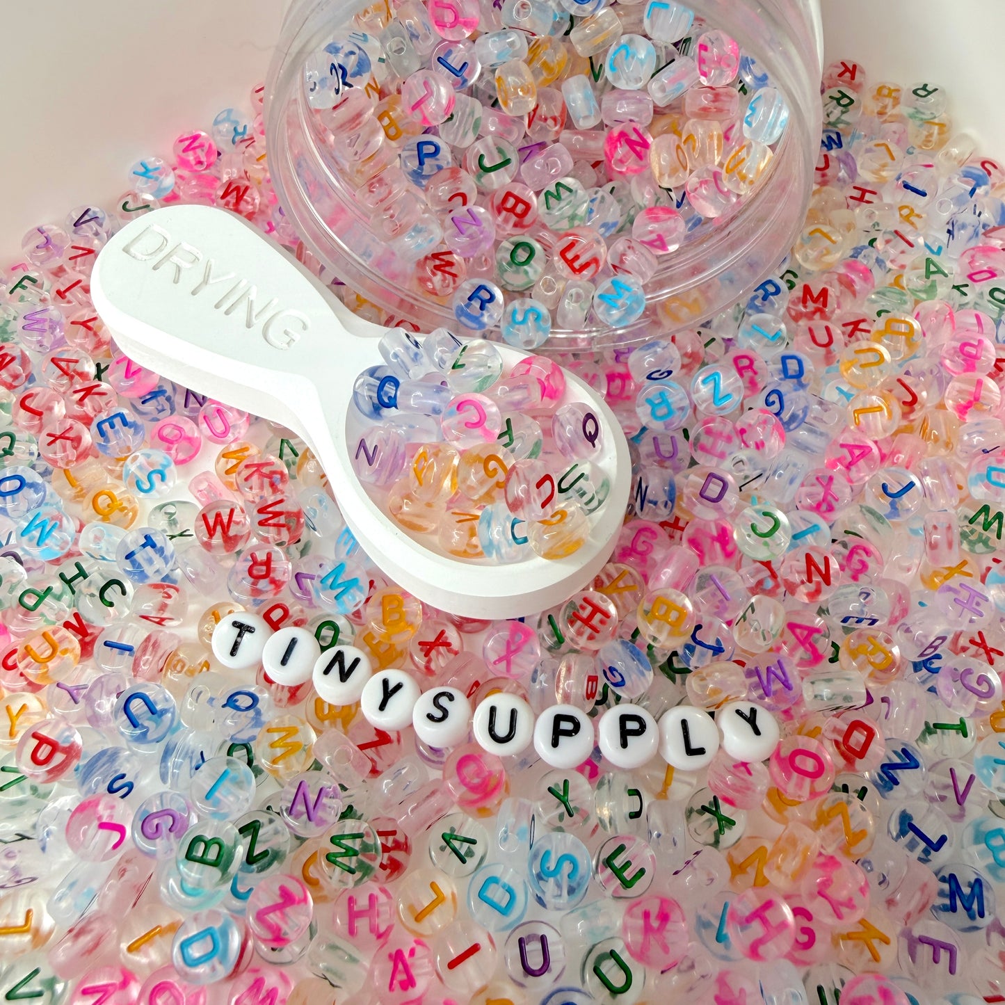 A-Z Alphabet Beads, Transparent Beads with Random Mixed Color Letters (7MM)