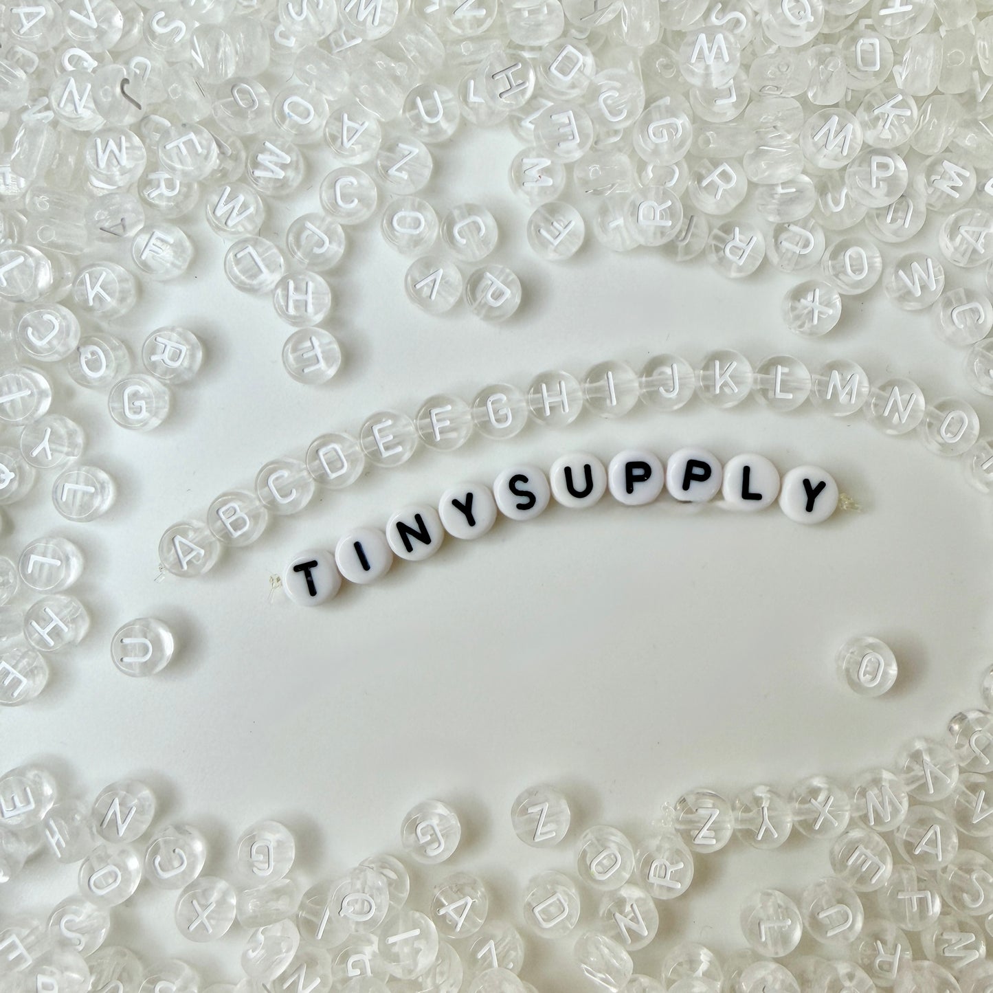 Translucent CLEAR, White Letter A-Z Alphabet Individual Beads (7MM)