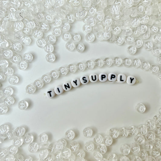 Translucent CLEAR, White Letter A-Z Alphabet Individual Beads (7MM)