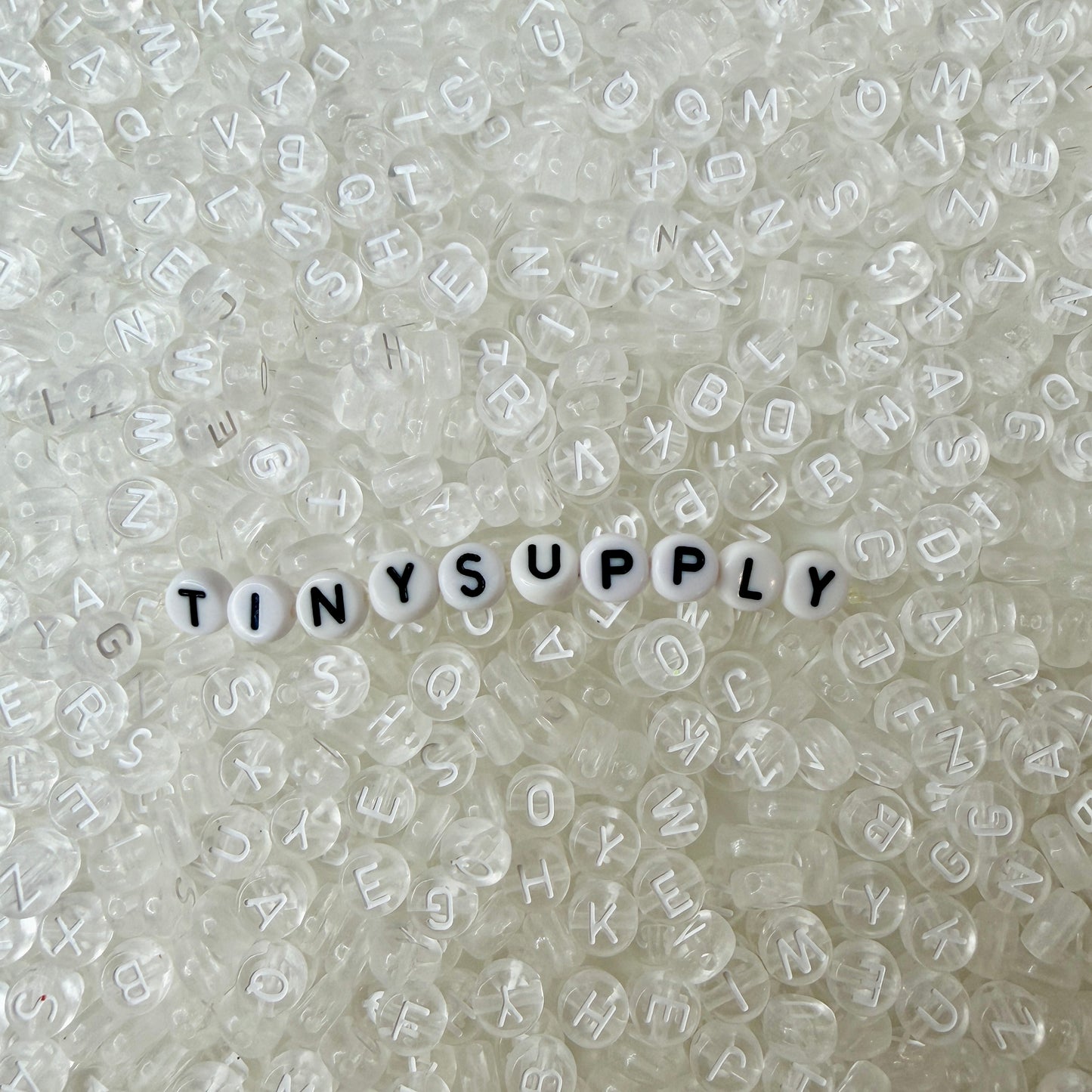 Translucent CLEAR, White Letter A-Z Alphabet Individual Beads (7MM)