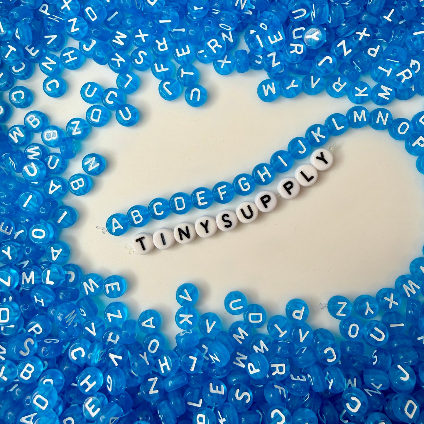 Translucent DARK BLUE, White Letter A-Z Alphabet Individual Beads (7MM)