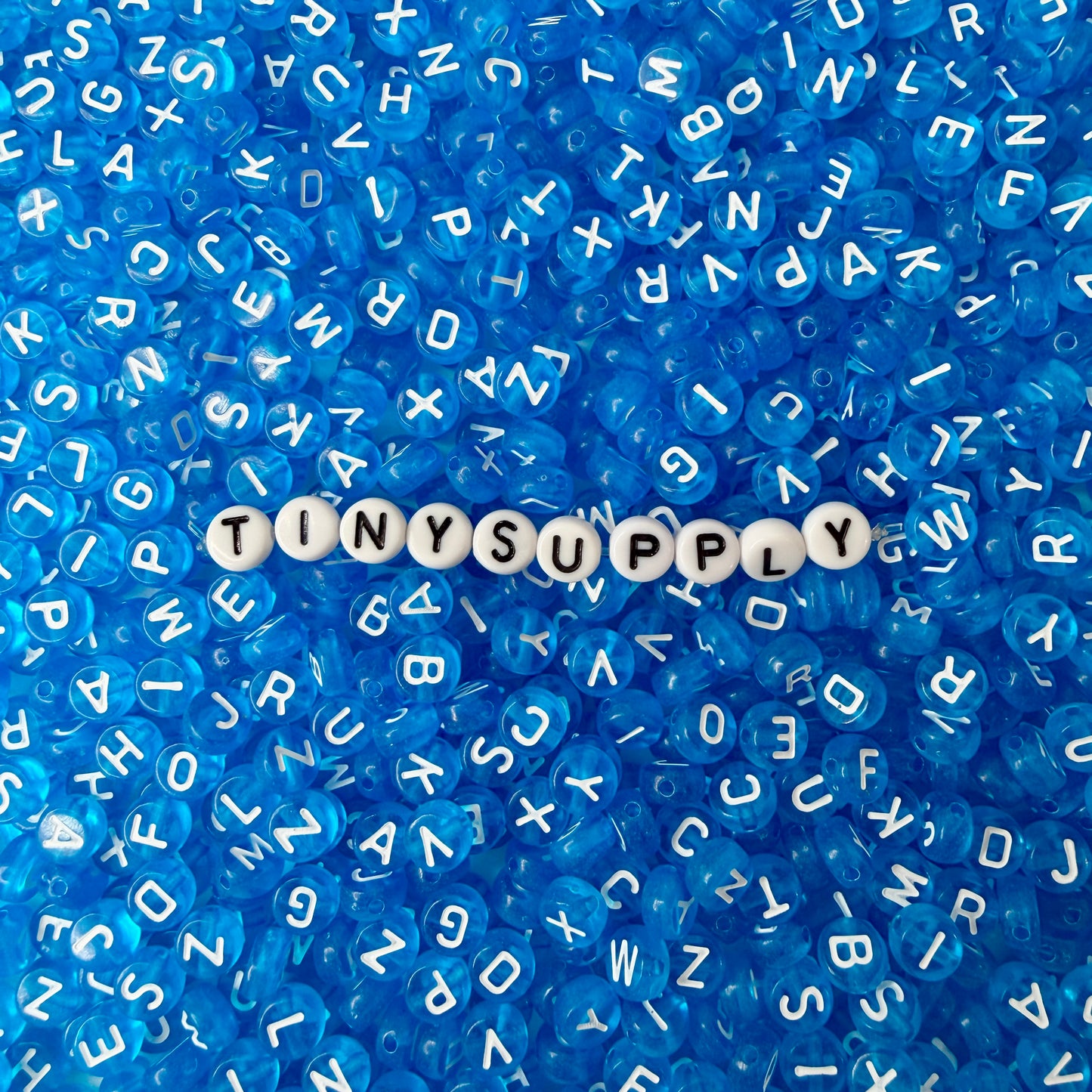 Translucent DARK BLUE, White Letter A-Z Alphabet Individual Beads (7MM)