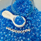 Translucent DARK BLUE, White Letter A-Z Alphabet Individual Beads (7MM)