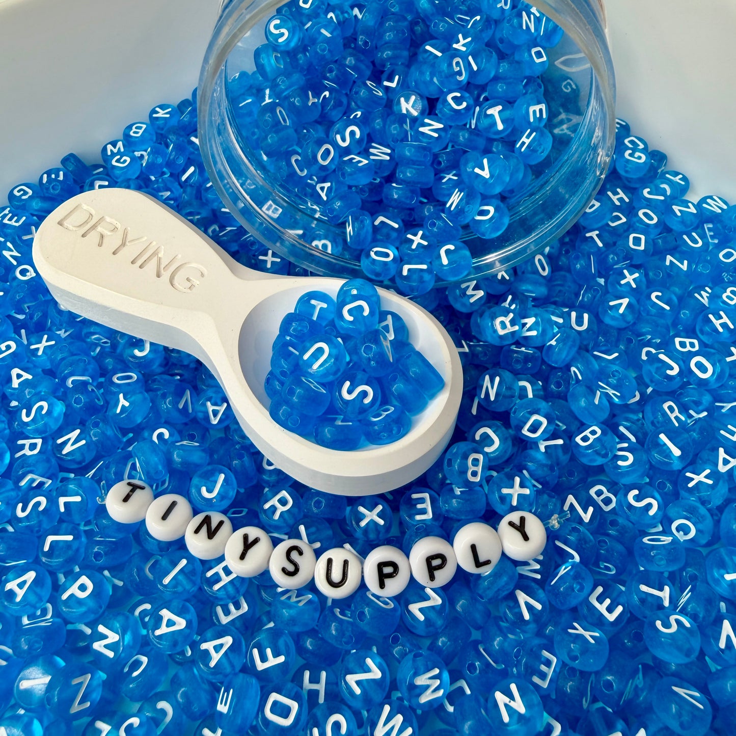 Translucent DARK BLUE, White Letter A-Z Alphabet Individual Beads (7MM)